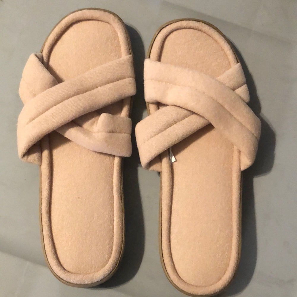 Cozy Tan Crisscross Slippers